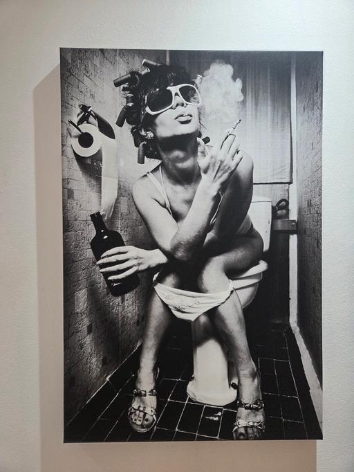  — Canvas Toilet Wall Art Large Black and White