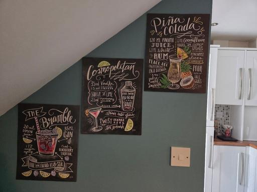  — Set of 3 Cocktail Recipe Art Prints Unframed