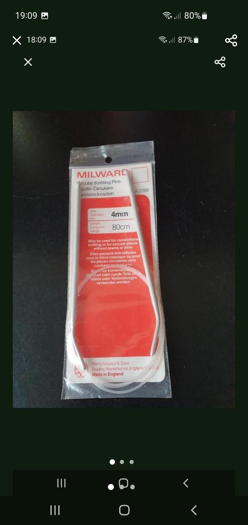  — milward circular knitting pins 4mm