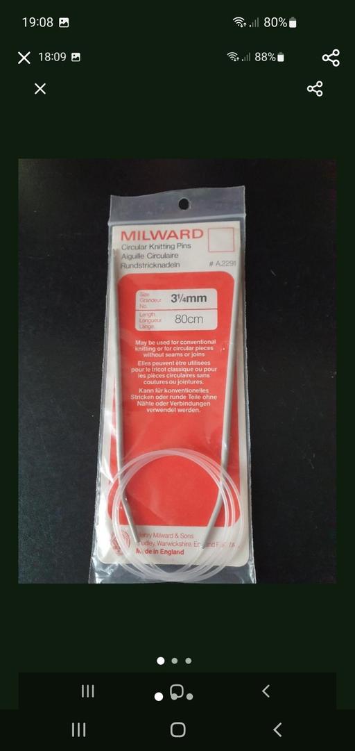  — milward circular knitting pins 3 1/4 mm
