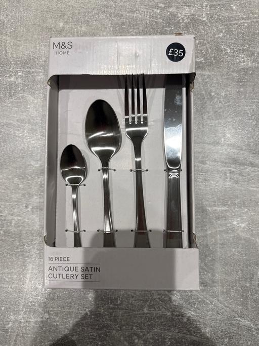  — M&S ANTIQUE SATIN 16 piece CUTLERY SET
