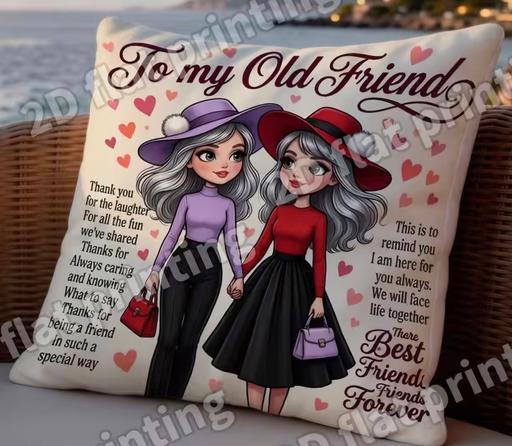  — Old friend filled throw cushion