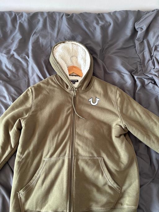  — True religion khaki green woolly zip up UK L