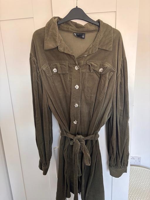  — Khaki green shirt dress