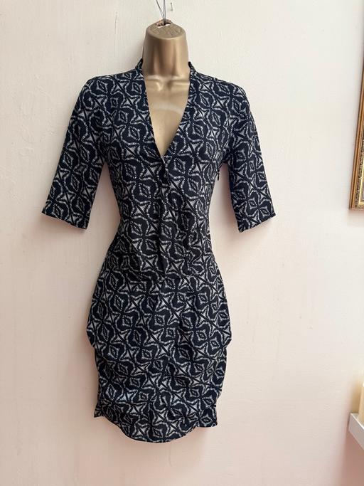  — IKKS black white patterned wrap dress UK6