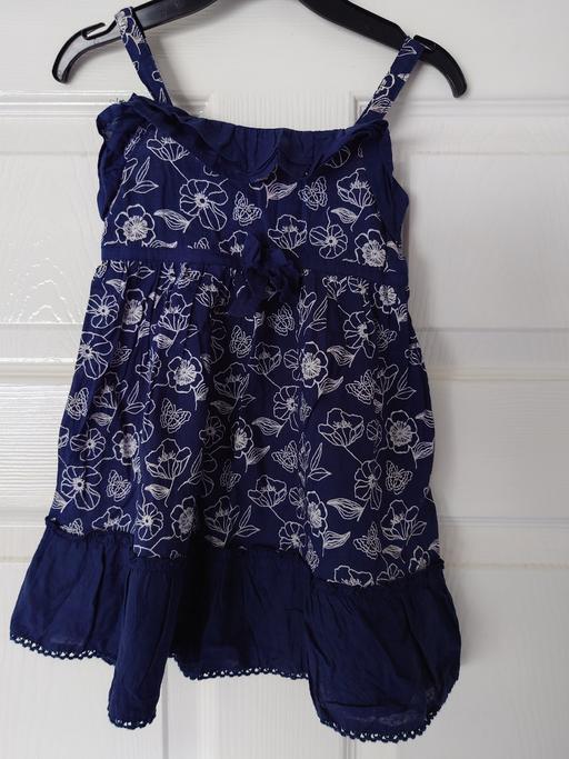  — Girls navy patterned dress size 1.5-2 years