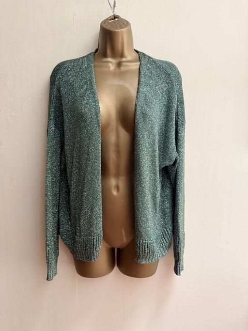  — Chantal b green metallic open front cardigan