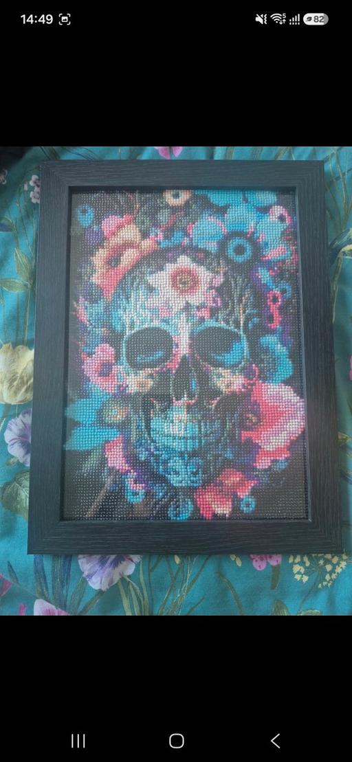  — floral skull diamond art wall decor