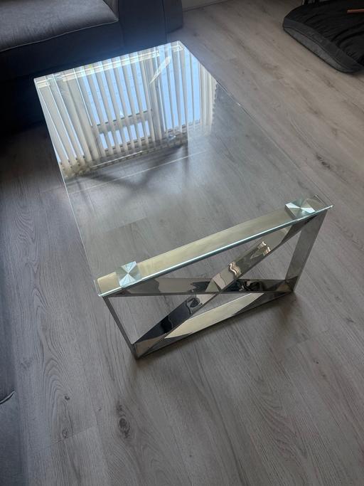  — Glass coffee table with chrome base
