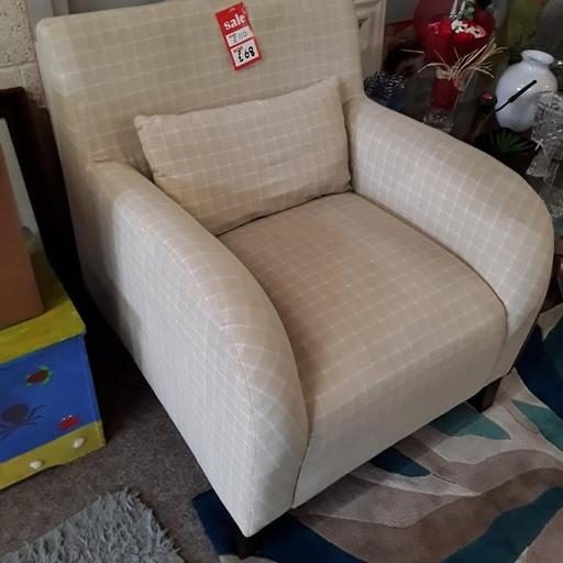  — Modern beige & cream fabric armchair