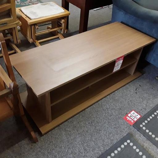  — Wood veneered open shelf TV stand