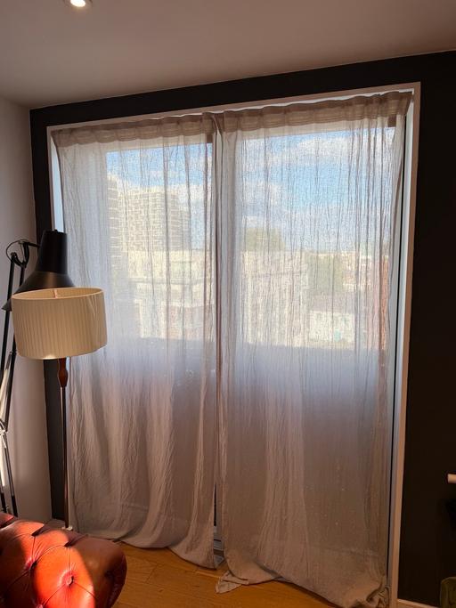 — Linen curtain set (and white curtain rods)