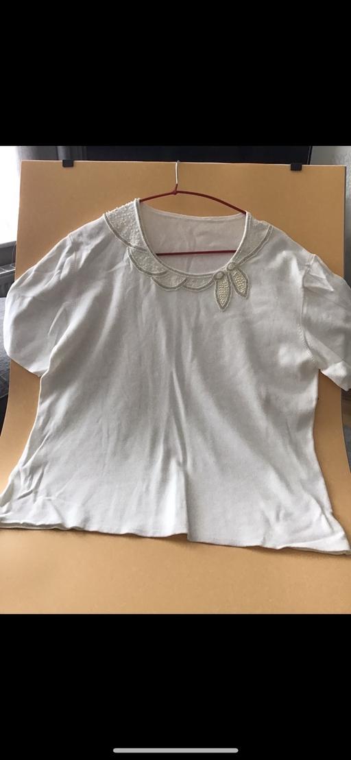  — White beaded collar top size L