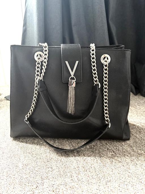  — Valentino Bags Divina Black Tote Silver Chain