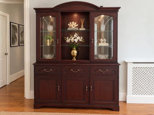  — Vintage Mahogany 3-Door Display Cabinet