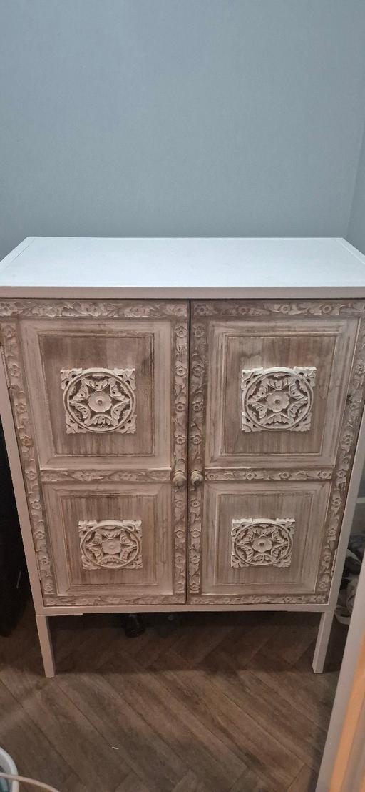  — shabby chic metal and mango wood cabinet