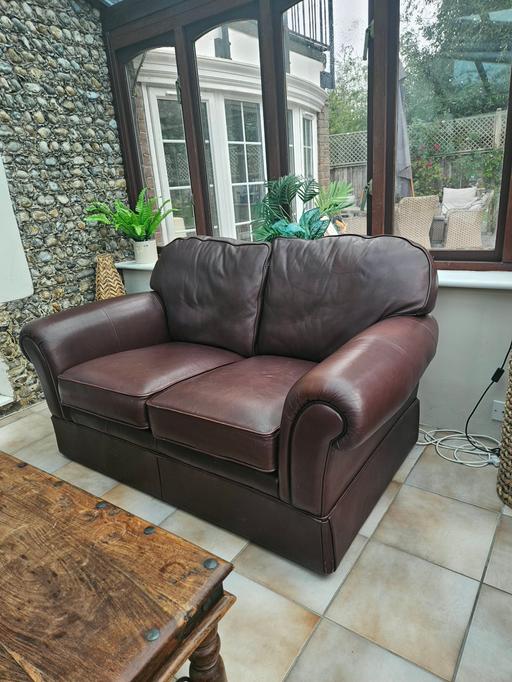  — M&S Brown Genuine Leather 2 Seater Sofa – Tra