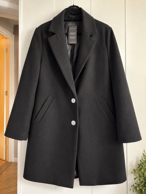  — New Look Black Long Coat UK 16 BNWT