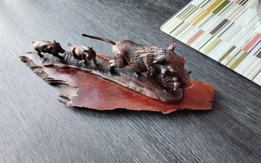 — vintage cold metal warthog family sculpture