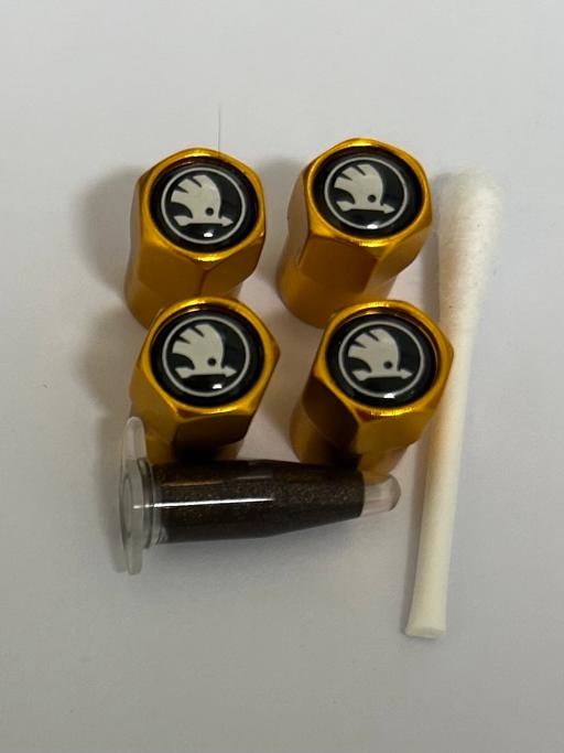  — Skoda tyre valve caps with grease