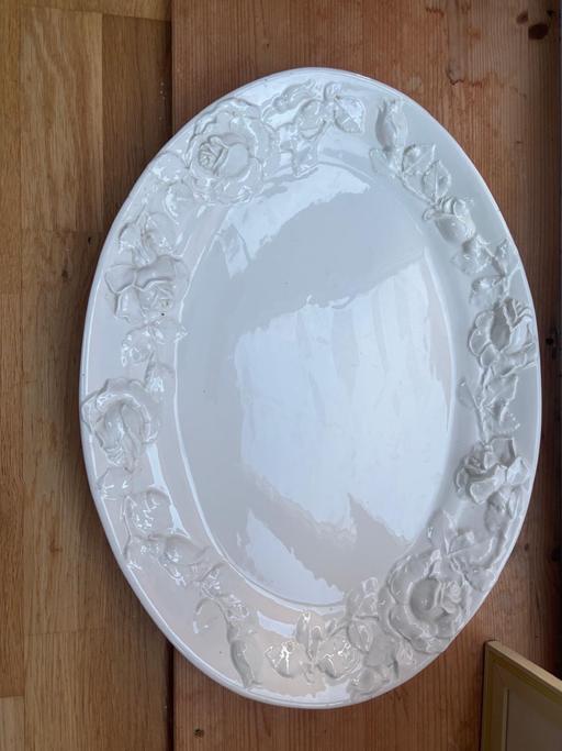  — Beautiful white China platter with ornate flo