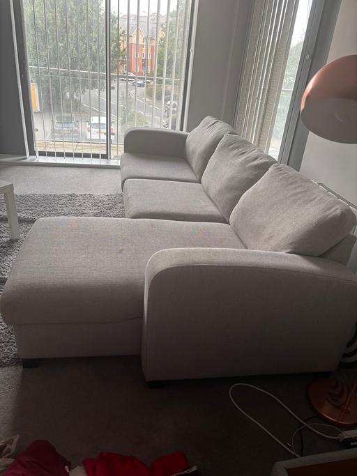  — Grey 3 seater couch with large stool