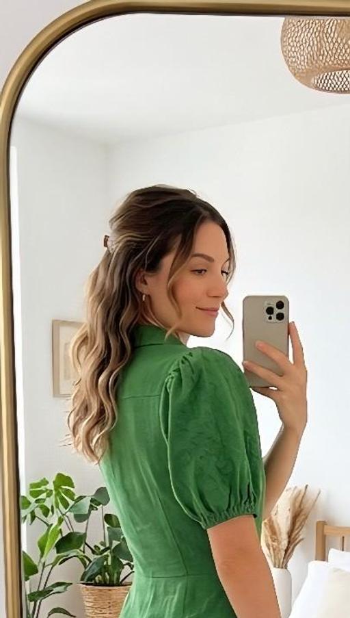  — Green midi shirt dress plain
