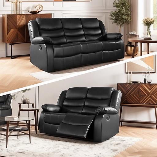  — Black 3 and 2 seater Reclining Sofa Set
