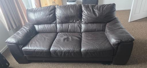  — Large Brown 3 Seater Leather Sofa DFS