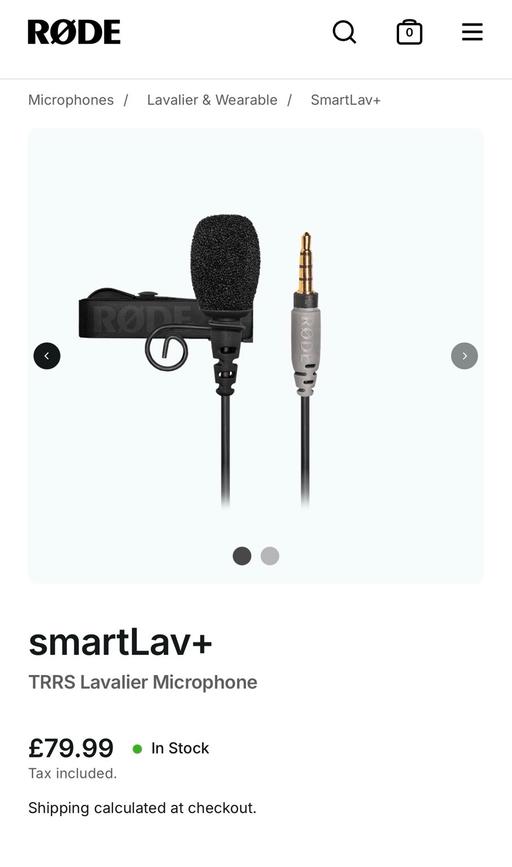  — Rode smartLav+ microphone