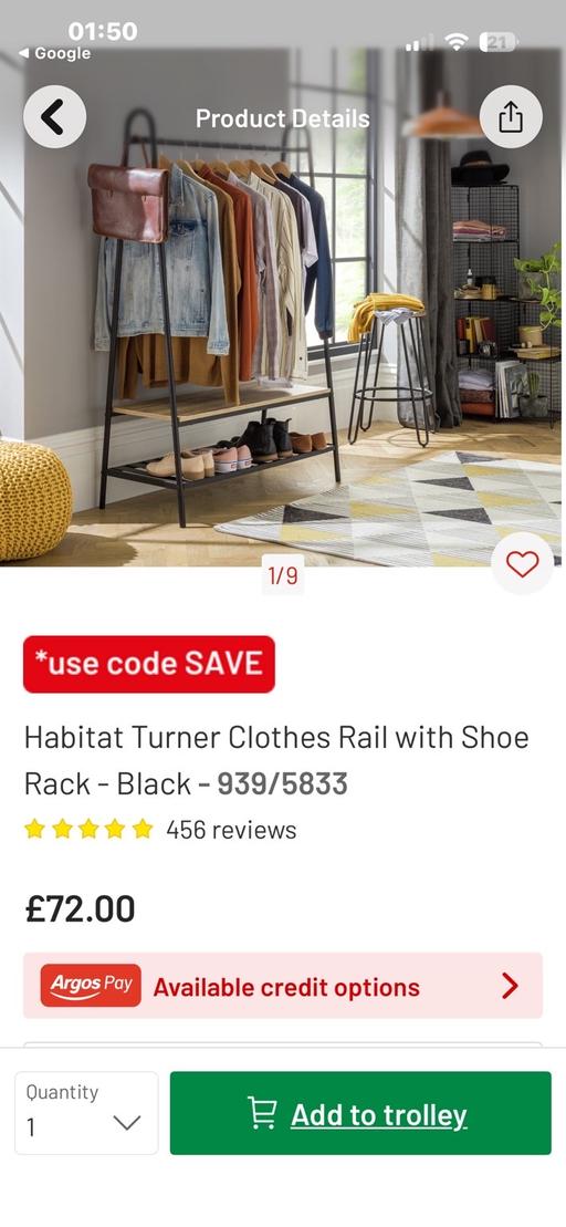  — Habitat clothes rail