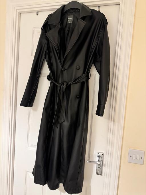  — Faux leather trench coat size 8