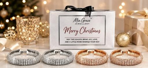  — 4 piece bracelet set 5 rows of crystal