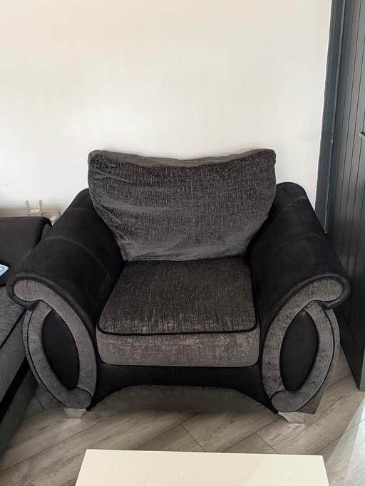  — Charcoal one seater sofa and stool
