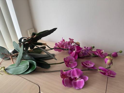  — Artificial orchid flowers with tall vase