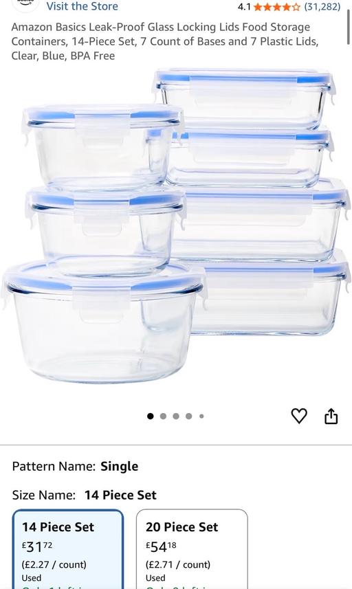  — Glass food containers with lids 