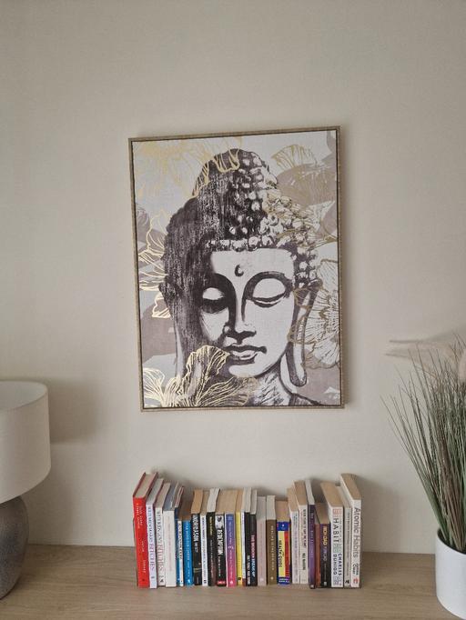  — large beige gold black buddha wall art canvas