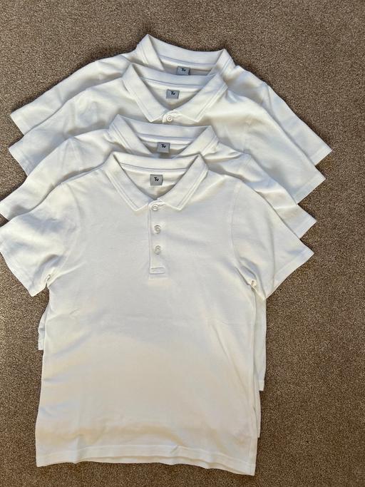  — 4 x white school polo T-shirts 9 years