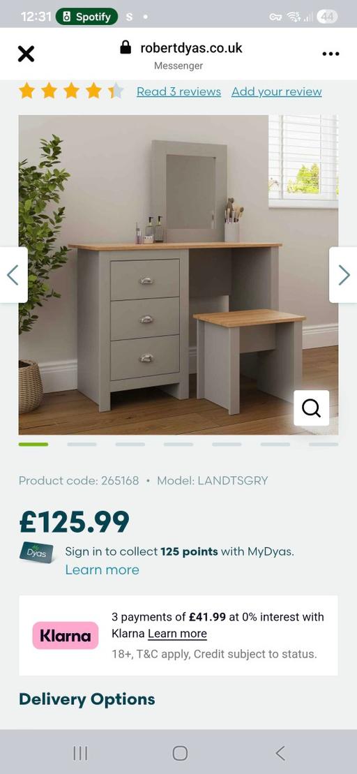  — Lancaster dressing table grey
