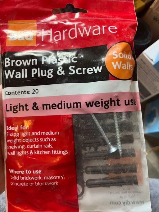  — New wall plug and screw set 2£ each a few