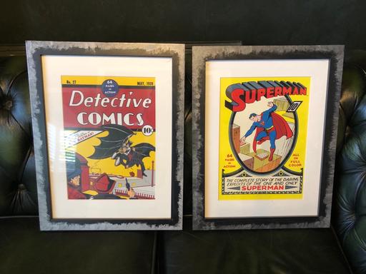  — Superman & Batman comic hero framed pictures