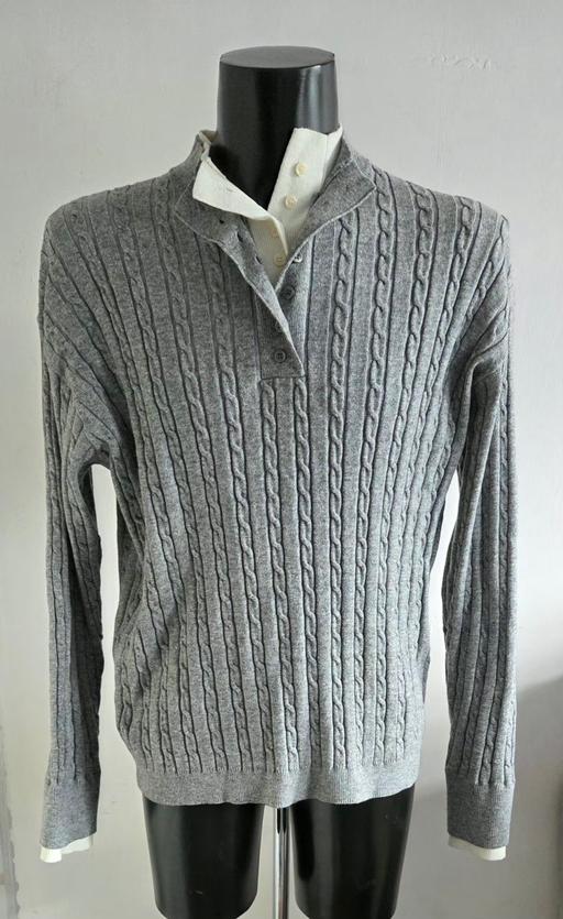  — William Look Grey Cable-Knit Layered Henley
