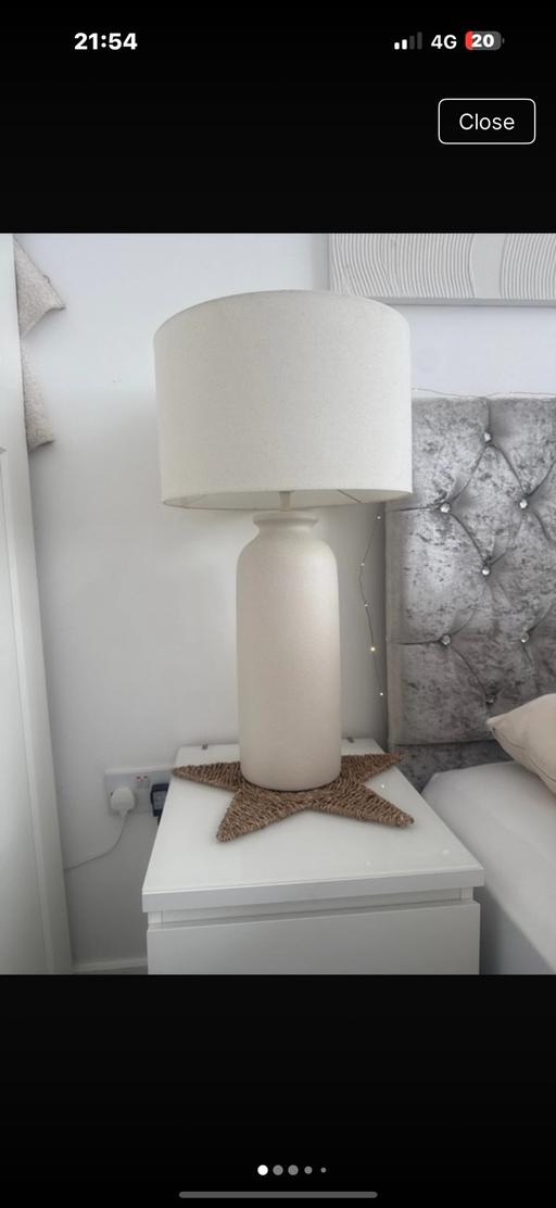  — Ceramic lamp with linen shade 