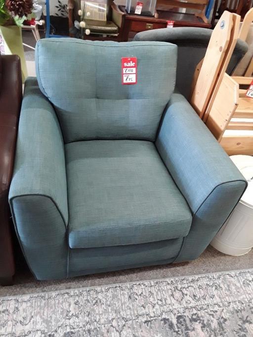  — Pea-green modern fabric armchair
