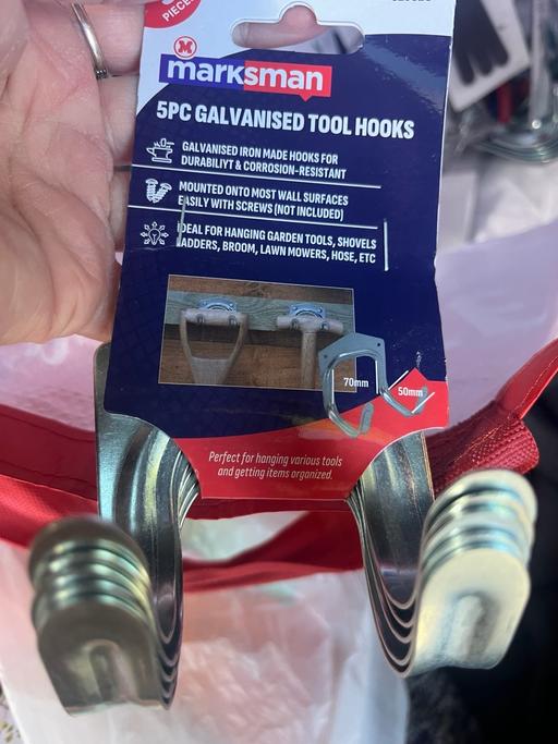  — Five steel hooks