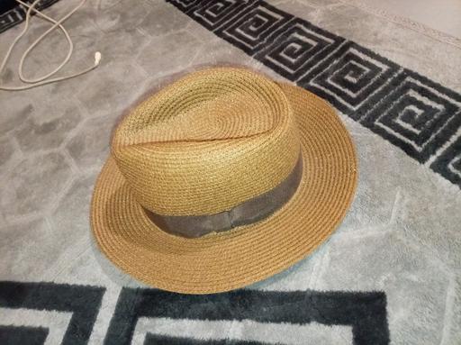  — gold/brown straw like hat glittery