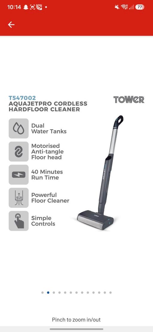  — tower aquajetpro hard floor cleaner