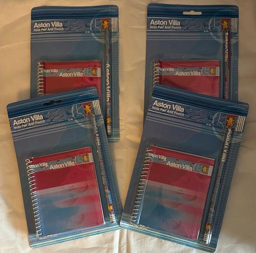  — Aston Villa note book and pencil sets x4