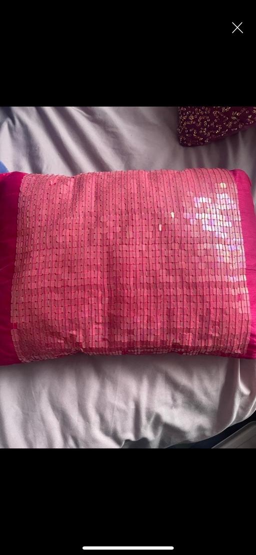  — Pink sequinned cushion