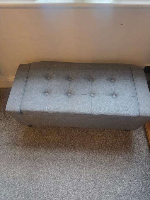  — Home Republic Linen Grey Ottoman Storage Benc